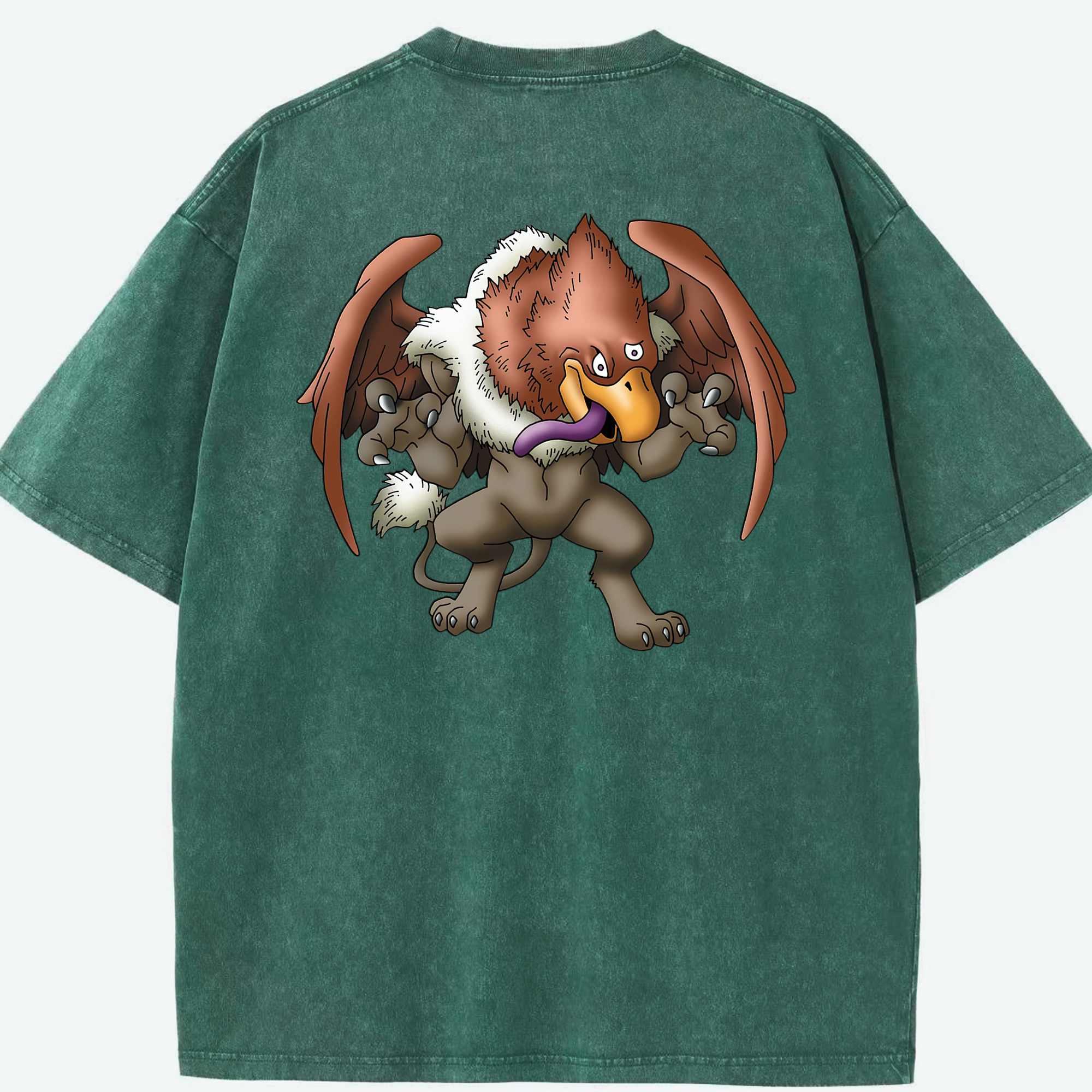（画像用） ドラゴンクエスト Doragon Kuesuto Dragon Quest 綿100% ヴィンテージ風 半袖Tシャツ（背面プリント）